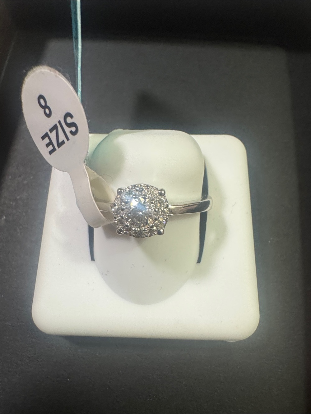 Sterling Silver Round Moissanite VVSD Color .37 Ct Engagement Ring - Size 8